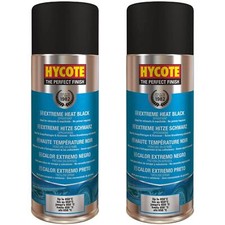 Hycote Colour Aerosol Spray Paint Black VHT Very High Temperature 400ml x2