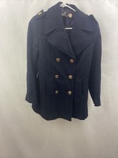 Vintage Gloverall Made In England Gb 36 Usa 12 Womens Blue Peacoat