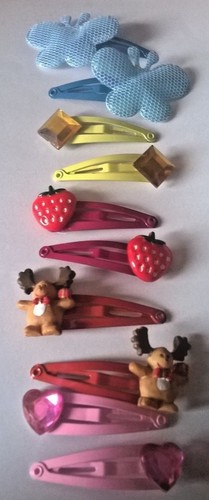 6pc mini Hair Snap Clip Slides Hairclip 3D funky - Picture 9 of 14