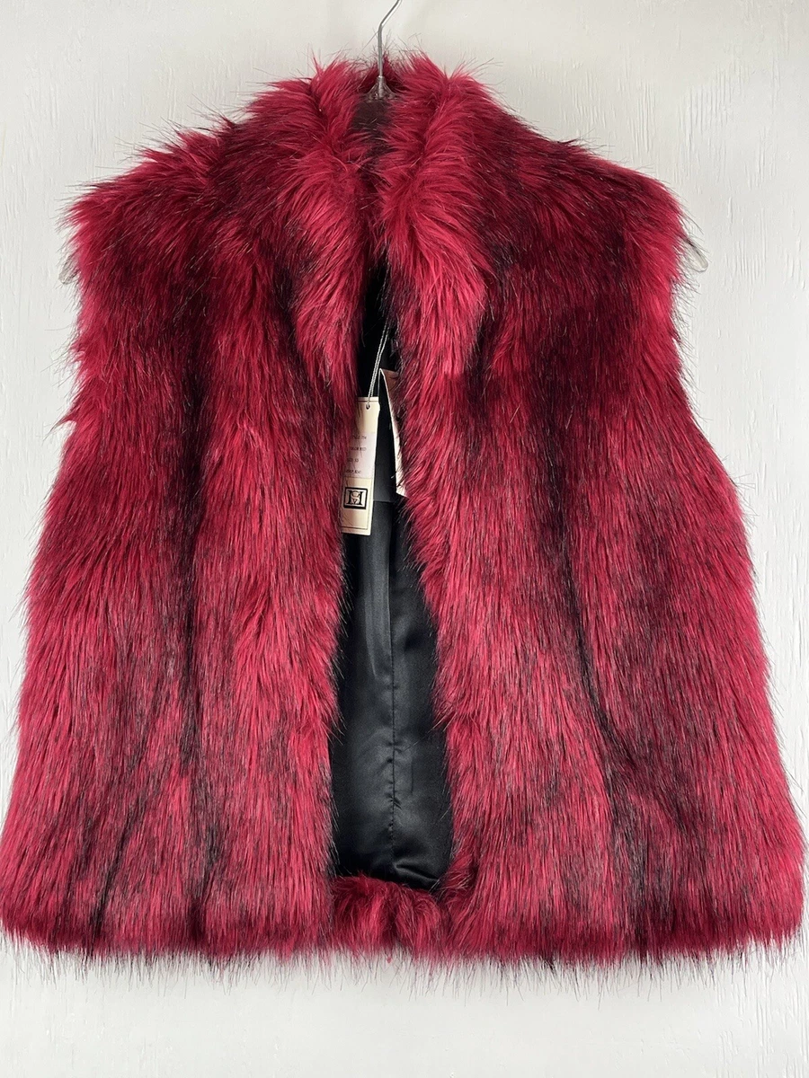 Stevie Mac Red Faux Fur Vest New $245 Size XS Winter Ski Vacation