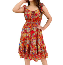 Indian Vintage Recycle Sari Silk Maxi Beach Sundress Boho Gypsy Dress