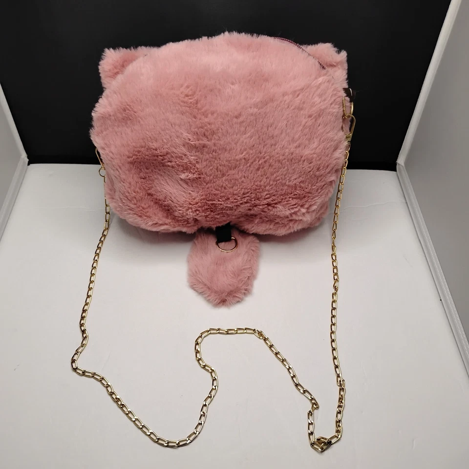 Plush Pink Cat Messenger Bag with Chain Strap - Image 2 of 4