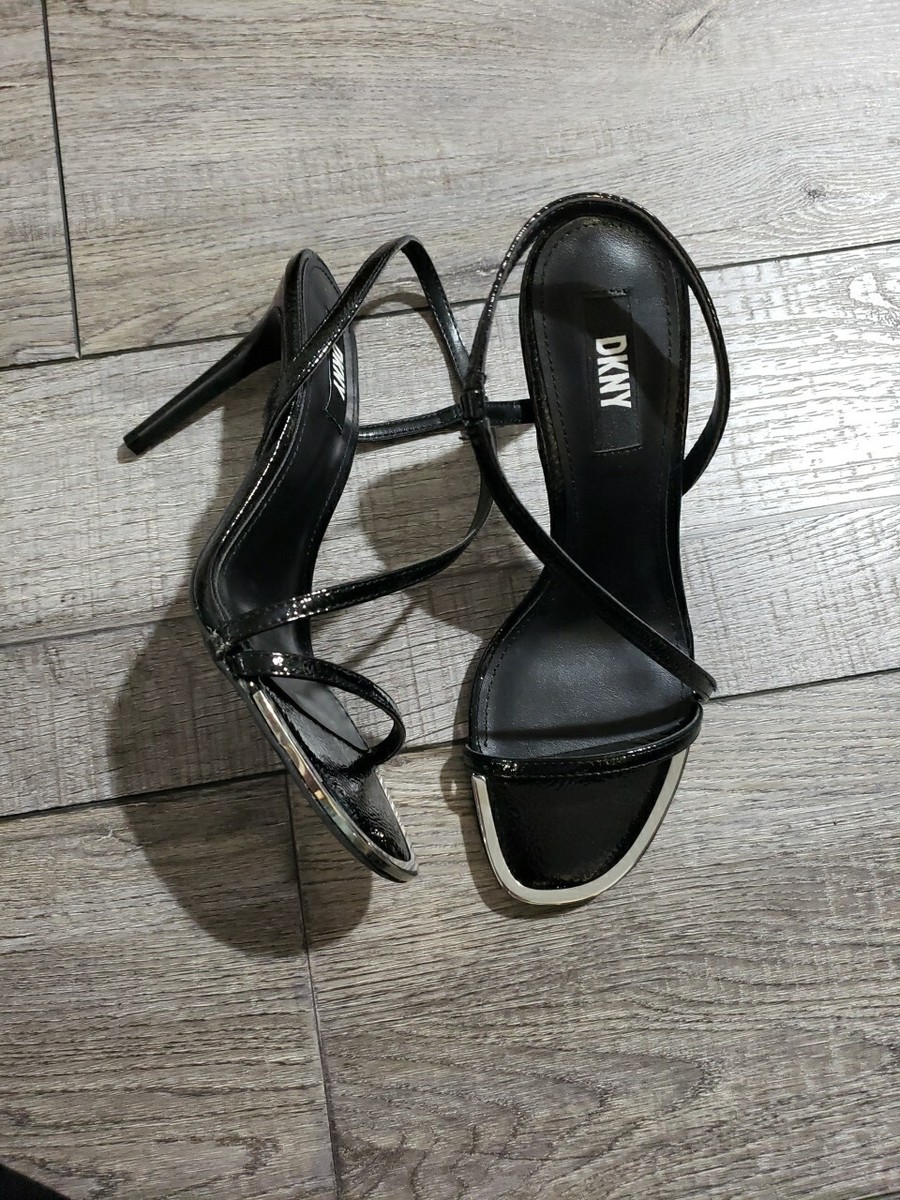 DKNY Women's Essential Open Toe Fashion Heel Sandal Heeled, Black, Sz  Read