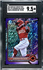 LEONARDO BALCAZAR 2022 Bowman Chrome BCP-179 Purple Shimmer Ref 98/250 SGC 9.5