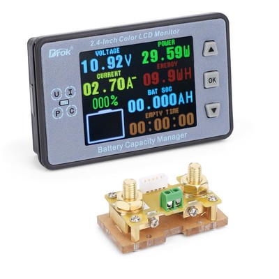 High Precision 8-100V Battery Monitor - 100A Digital Multimeter with Backlight