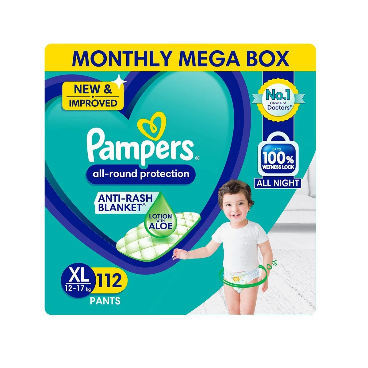 Pampers All round Protection Pants Extra Large size baby Diapers XL 112 Count