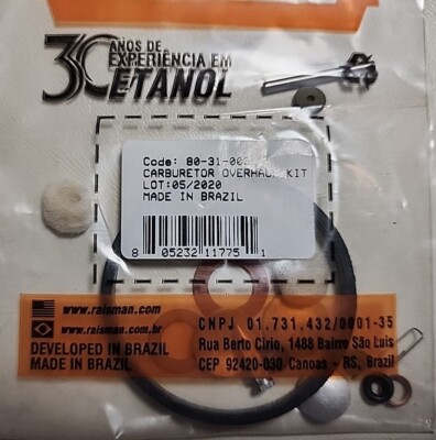 Genuine RAISMAN 80-31-003, Carburetor Overhaul Kit. Super Clean, Sealed Pack.