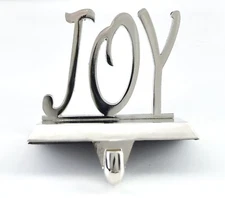 Joy Silver Chrome Christmas Stocking Holder Hanger Heavy