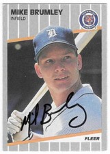MIKE BRUMLEY 1989 FLEER UPDATE  AUTOGRAPHED SIGNED # U-30 DETROIT TIGERS