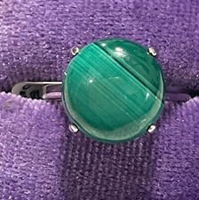 Imported 925 Genuine Natural Malachite Cabochon Solitaire Sz6 NWT