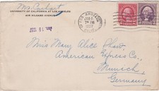 1937 USA cover sent from Los Angeles CA to Munich Germany