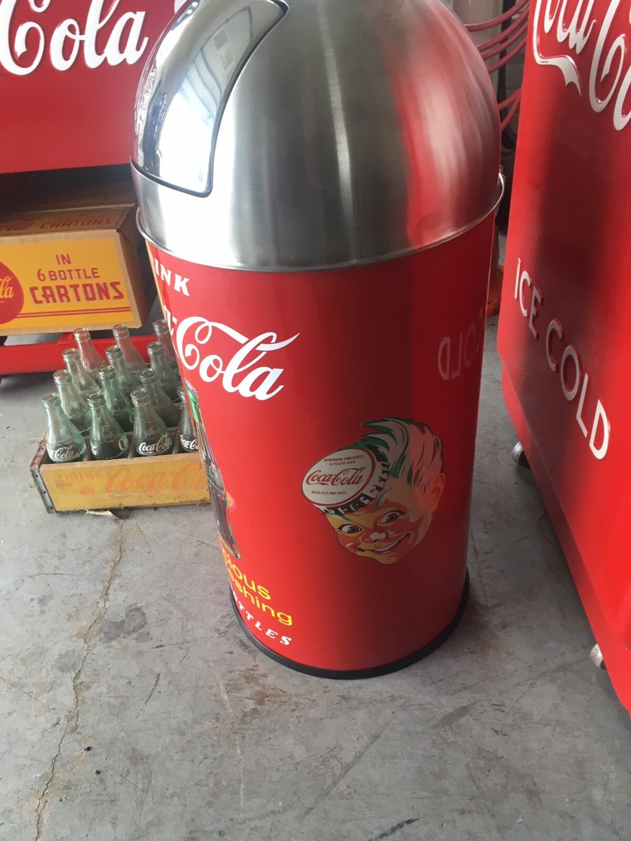 Coca Cola ICE COLD Trash Can SS TOP 12 Gal. 29