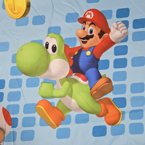 Sábana plana azul tamaño completo Super Mario Nintendo 96"x80" Luigi Toad Yoshi Koopa - Imagen 3 de 12