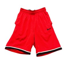 Nike Basketball Shorts Boys Small Red Dri-FIT Mesh Athletic Gym Striped Trim