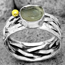 Natural Aquamarine Rough - Brazil 925 Sterling Silver Ring s.8.5 Jewelry R-1476