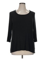 Simply Vera Vera Wang Women Black 3/4 Sleeve T-Shirt XL