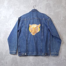 Toda Jeans Coppa Denim Giacca Uomo XXL Regular Blu Ricamato Grafica Tigre