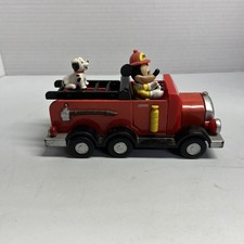 Vintage Disney Mickey Mouse 7" Fire Engine Pull Back Department Rescue 2