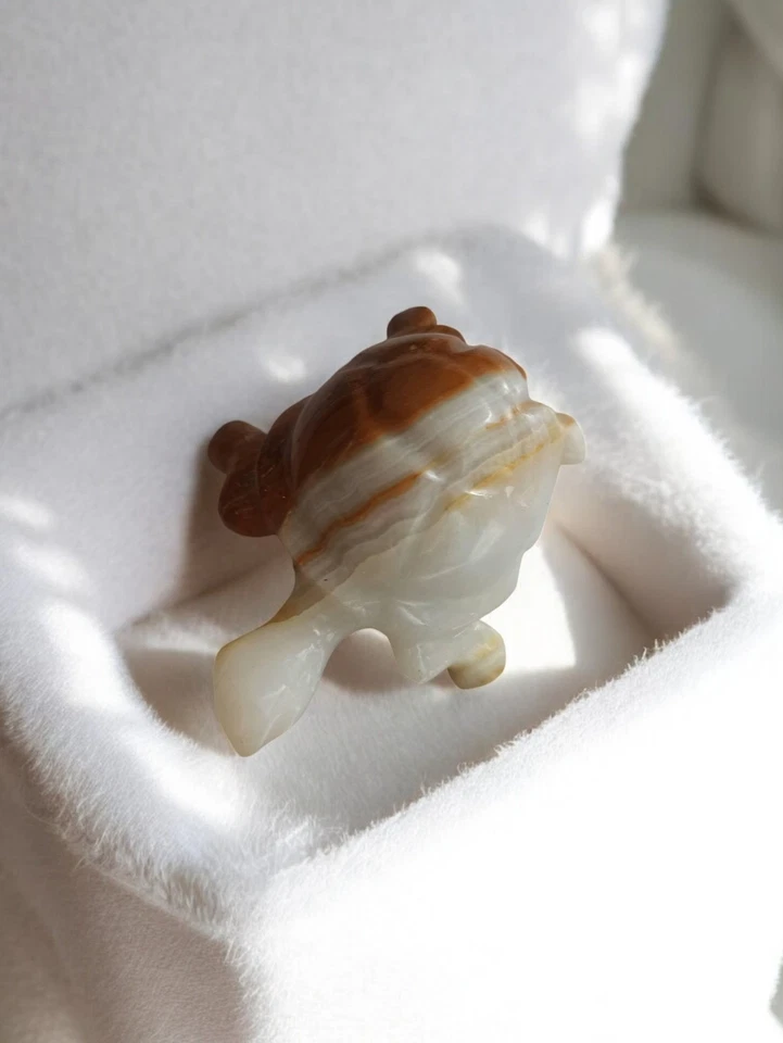 Sculpture tortue décorative vintage en onyx ancien, figurine rétro pierre - Photo 1/1