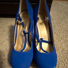 Women s Blue Suede Platform Wedge Heels Round...