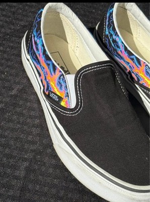Vans Old Skool Classic Slip-On ''Electric Flames'' Skateboard Shoes Size 7.5