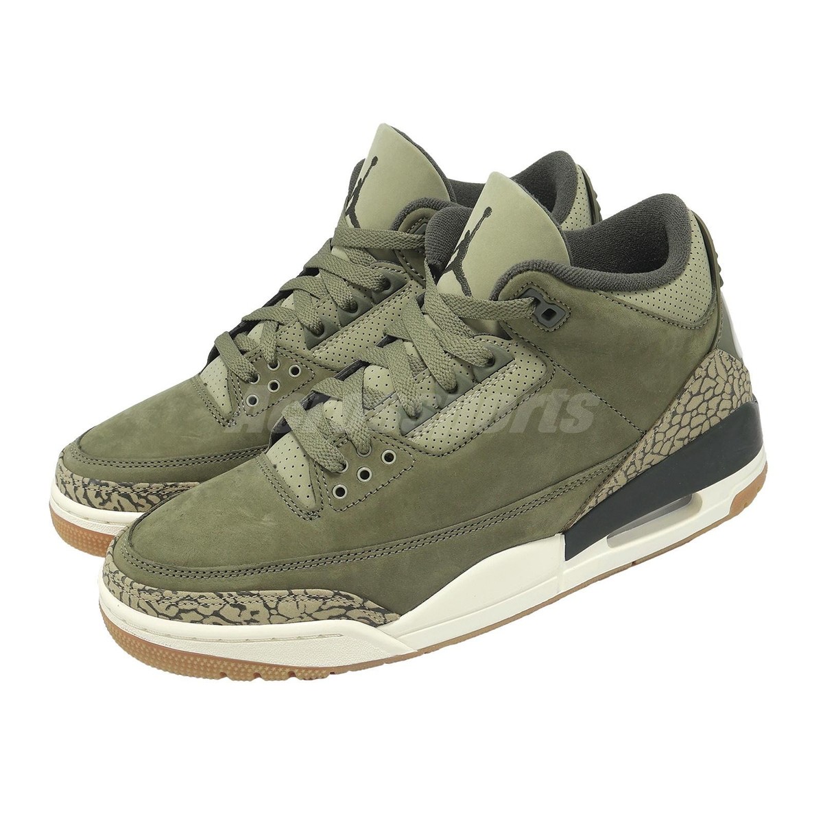 Nike Air Jordan 3 Retro AJ3 Medium Olive Men Casual Shoes Sneakers