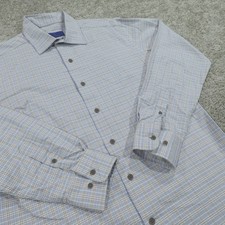 David Donahue Dress Shirt Mens 16 Medium Large Button Up Regular Fit Fusion