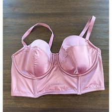 Auden Corset Pink Satin Bra Top Sz Large L Underwire