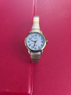 Timex Easy Reader Watch Women 30mm Silver Gold Two Tone Stretch Band 2023