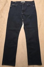 Calvin Klein Mens Jeans 34x32 Straight Fit Dark Wash Blue Denim