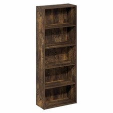 Tall Tier 5 Shelf Bookshelf Bookcase Vertical For Book Wall Thin Small Narrow