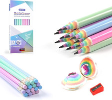 Pre-Sharpened Pencils 2 Cute Number 2 Pencils with Erasers for Kids Eco Rainbow