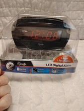 LED Alarm Clock, Black, Compact Design New Sealed 6" Display Fast Shipping