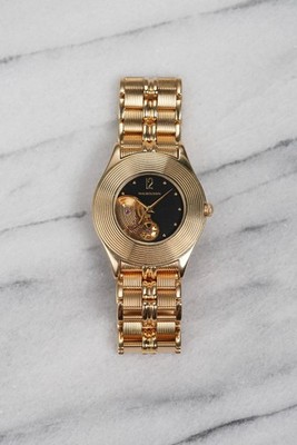 Mauboussin Manual Wind Ref R11863 2000s 18K  Gold Black Skeleton Dial 34x41mm