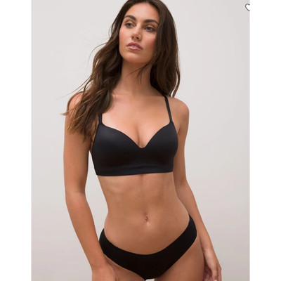 New $65 Soma women's 34B Enbliss Luxe J Hook Bra Black Wireless Lace Trim