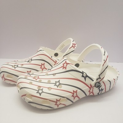 Crocs Classic Clogs Shoes USA Stars Stripes Women's Size 11 Slip On 