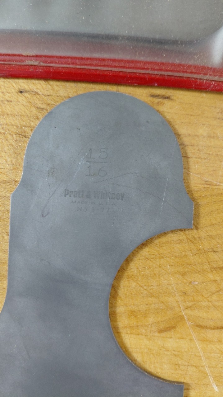 Pratt and Whitney Radius Gauge Set Hardened Stainless Steel.