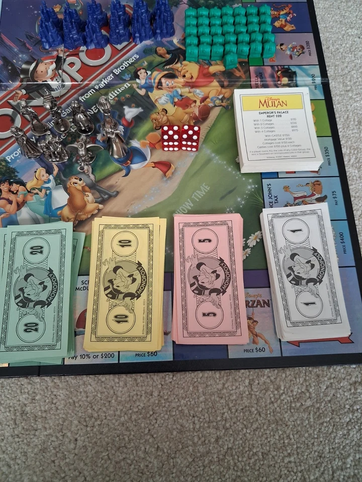 Monopoly The Disney Edition Hasbro Parker Brothers 2001 Made In USA NOT COMPLETE - Image 3 of 4