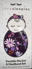 LITTLE SLEEPIES Violet Meadow Swaddle  Luxe Bow Headband Set