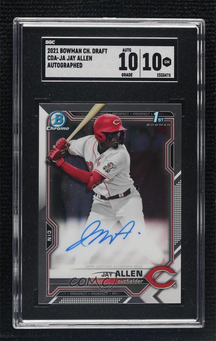 2021 Bowman Draft Chrome Draft Pick Auto Jay Allen #CDA-JA SGC 10 GEM Auto 01lu