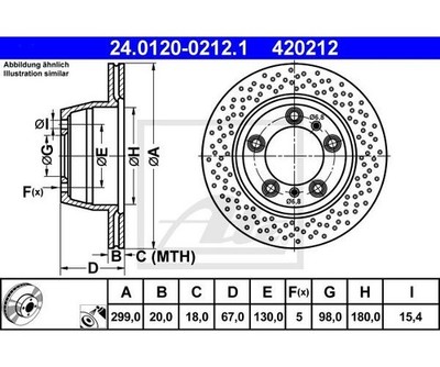2 pieces brake disc ATE 24.0120-0212.1 for Porsche Cayman