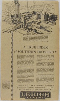 Vintage 1925 LEHIGH Cement Mill Alabama Newspaper Print Ad