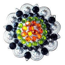 C-TY04 4 Pcs 2 In Western Nickle Plated Rhinestone Berry Concho Hilason Bling