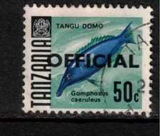 Tanzania Tanganyika 1967-73 SG O25 50c  Fish Tangu Domo Used Official
