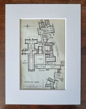 Antique Plan of Fountains Abbey 1900's - Mounted Historic Architectural Plan