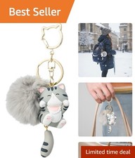 Cat Keychain bag charms for handbags Cute Keychains for Women Kawaii Cat Back...