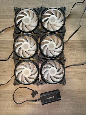 upHere 120mm RGB Gaming Fan 6 Pack w/ Fan Hub And Remote Controller