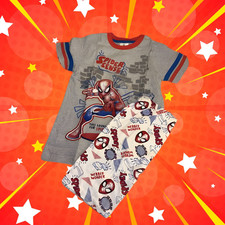 Boys Spiderman Print T-Shirt and Shorts Set   Marvel Comic Cotton Outfit NWT