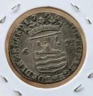 1792 Dutch Netherlands VOC 6 Stuiver Ship ZEELAND Silver Coin_b596