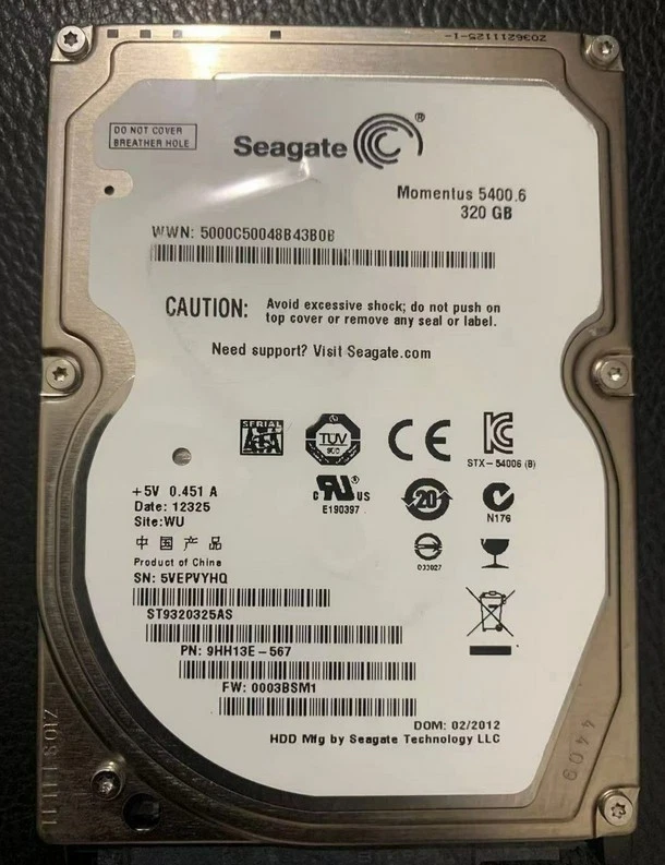 Seagate 320GB SATA Laptop Hard Drive ST9320325AS 9HH13E-287 5400 RPM 2.5 in - Image 3 of 3